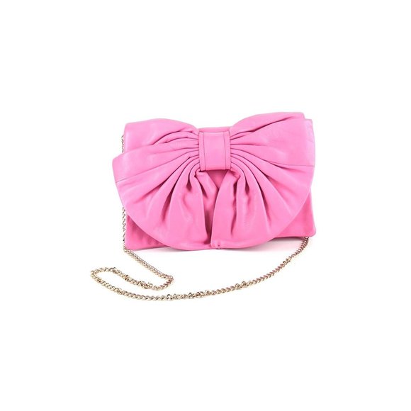 RED Valentino Signature Bow Pink Lambskin Leather - Picture 1 of 8